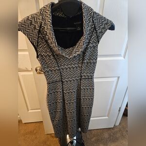 White House Black Market Monochrome Chevron Midi Dress